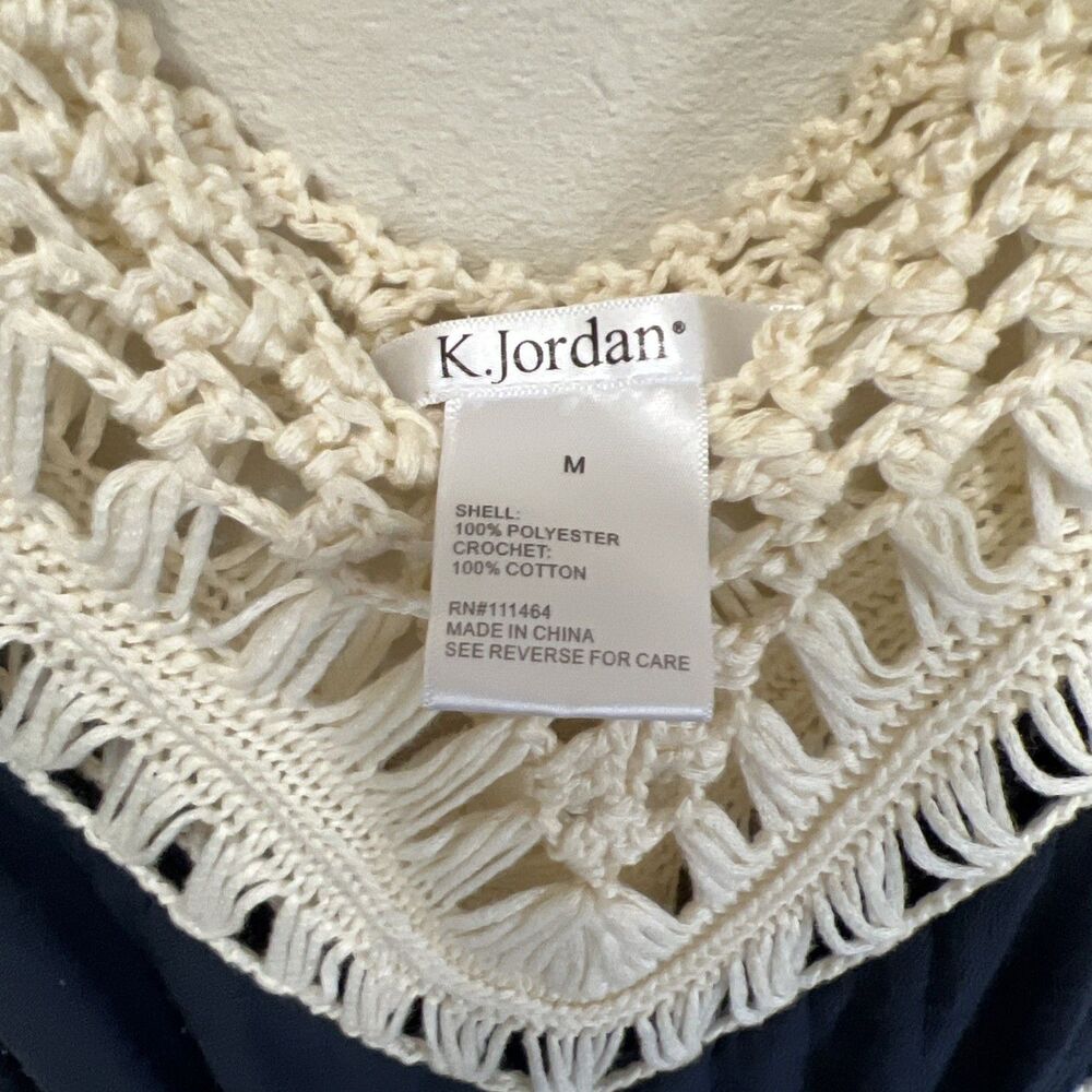 Women’s Crochet Boho Festival Handkerchief Blouse Sheer Fairy Fringe - Picture 3 of 7